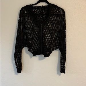Black Mesh Hoodie